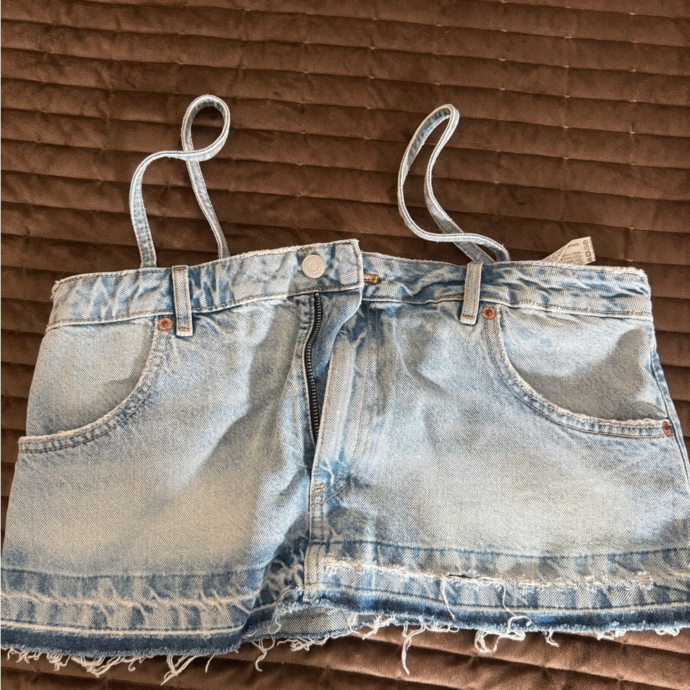 Zara Blue Denim skirt top